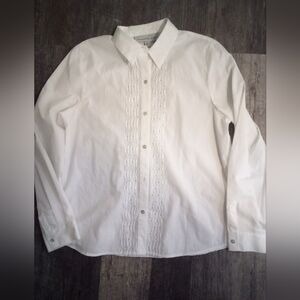 Classic White Blouse With Studded Accents Along Front